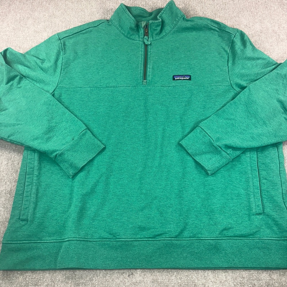 Patagonia Mens XXL Green Organic Cotton Quarter Zip Pullover Sweatshirt 6886